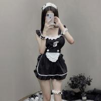 Sexy Deep V Lace Maid Costume for Women - Flirty Petticoat Dress with Seductive Silhouette thumbnail
