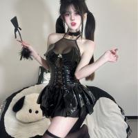 Sexy Devil Lingerie Set - Sheer Temptation Outfit with Leather-Look Straps & Bedroom Bondage Style thumbnail