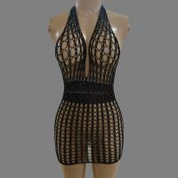 Sexy Europe and America-Style Lace Mesh Bodysuit with Rhinestone Stars - Sheer Fishnet Beach Skirt & Tight Mini Dress fo thumbnail