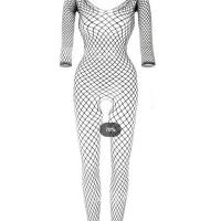 Sexy European Lace Mesh Bodysuit with Open-Crotch Design & Sheer Stockings Set for Women thumbnail