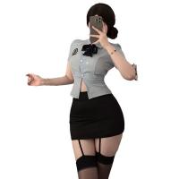 Sexy Female Police Officer Costume - Role Play Uniform for Women, Tight Skirt & Secretary Outfit thumbnail