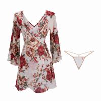 Sexy Floral Deep V Sleep Robe Set – Silk-Like Sheer Kimono Nightwear for Women, Trendy Lounge & Party Wear thumbnail