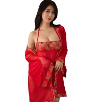 Sexy Hanfu Lingerie Set - Bridal Palace Style Embroidered Chinese Nightwear & Vintage Silk-Drape Bodice Ensemble thumbnail