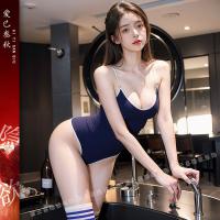 Sexy Japanese-Style Bodysuit Costume - Role Play Swimwear Set, No-Remove Design for Adults thumbnail