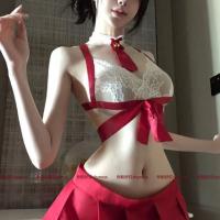 Sexy New JK Uniform Set - Cute Short Pleated Skirt & Lace Bra for Small Bust, Student Style Outfit thumbnail