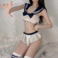 Sexy JK Uniform Lingerie Set - Cute Schoolgirl Sleepwear with Open-Crotch Design, Pure & Tempting Style thumbnail