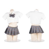 Sexy JK Uniform Set for Small Bust - Revealing Chest School Outfit, Flirty Pleated College Costume thumbnail