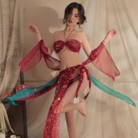 Sexy Kimono Lingerie Set - Dunhuang Flying Apsaras Inspired Sheer Hanfu Bustier Outfit thumbnail