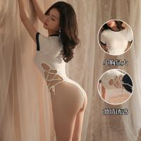 Sexy Lace Bodysuit with Open-Crotch Design & High Slit - Adjustable Tie-Strap Lingerie Set for Women thumbnail