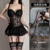 Sexy Lace Bodysuit Set - Sheer Mesh Chemise & Matching Thong, Provocative Lingerie Outfit for Date Night thumbnail