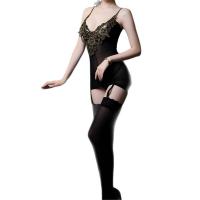 Sexy Lace Bodysuit with Stockings & Skirt Set – Seductive Sheer Mesh Costume Outfit for Women thumbnail