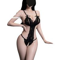 Sexy Lace Bodysuit for Women - Seductive Sheer Cut-Out Lingerie Set, Pure & Tempting Adult Costume Outfit thumbnail