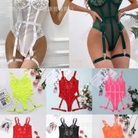 Sexy Lace Bodysuit for Women - Sheer Mesh Cut-Out Bodysuit, European Style Lingerie Set thumbnail