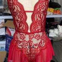 Sexy Lace Bodysuit for Women - Sheer Transparent Erotic Lingerie, Plus Size Seductive One-Piece Outfit thumbnail