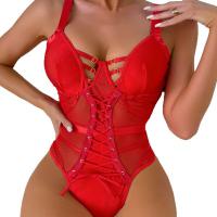 Sexy Lace Bodysuit for Women – Sheer Mesh & Tie-Strap Erotic Lingerie Set, Wholesale European and American Style thumbnail