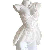 Sexy Lace Cami Nightgown for Women - Sheer Mesh Sleep Dress with Floral Trim, Pure & Alluring Lingerie Set thumbnail