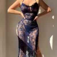 Sexy Lace Embroidered Halter Bodysuit Set - Sheer Seductive Two-Piece Lingerie for Women thumbnail