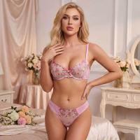 Sexy Lace Floral Embroidery Lingerie Set - Sheer Pure Temptation Bra & Panty Set for Women thumbnail