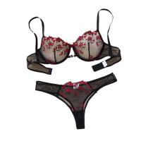 Sexy Lace Floral Embroidery Lingerie Set - Sheer Pure Temptation Bra & Panty Set for Women thumbnail