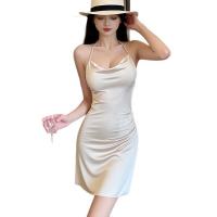 Sexy Lace Nightgown for Small Bust Women - High Slit Chain Detail Low-Cut Seductive Sleepwear Set thumbnail