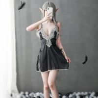 Sexy Lace Open-Front Chemise Set - Seductive Sheer Sleep Dress & Matching Short Robe for Women thumbnail