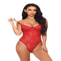 Sexy Lace Sheer Bodysuit for Women -European and American Style Thin Shapewear Sleepwear with Adjustable Straps & Cut-Ou thumbnail