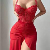 Sexy Lace Sheer Lounge Set for Women –Europe and America-Style Mesh Bodysuit & Pencil Skirt Home Outfit thumbnail