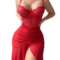 Sexy Lace Sheer Lounge Set for Women –Europe and America-Style Mesh Bodysuit & Pencil Skirt Home Outfit thumbnail