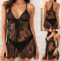 Sexy Lace Sheer Open-Front Sleep Dress for Women – Plus Size Romantic Nightwear, Elegant Lingerie Sleepwear thumbnail