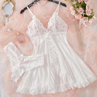Sexy Lace Sleepwear Set for Women – High-Slit Matching Nightwear Two-Piece, Elegant & Flirty Lingerie-Inspired Pajamas thumbnail