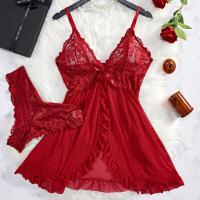 Sexy Lace Sleepwear Set for Women – High-Slit Matching Nightwear Two-Piece, Elegant & Flirty Lingerie-Inspired Pajamas thumbnail