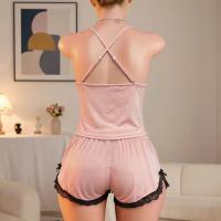 Sexy Leopard Print Two-Piece Sleepwear Set – High-Slit Matching Top & Shorts for Women, Trendy Lingerie Outfit thumbnail