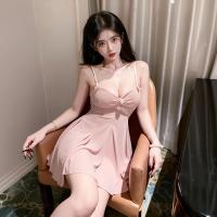 Sexy Low-Neck Lace Sleep Dress for Women – Sheer Mesh Nightgown with Floral Lace Trim, Elegant Bedroom Lingerie Set thumbnail