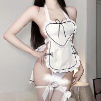 Sexy Maid Costume with Heart Design - Seductive Lace & Strap Apron Outfit for Role Play & Intimate Nights thumbnail