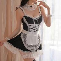 Sexy Maid Costume Lingerie Set - Sheer Mesh Strapless Sleepwear Outfit for Cosplay & Role Play thumbnail