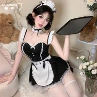 Sexy Maid Costume Lingerie Set – Steel-Boned Push-Up Sleepwear for Date Night & Role Play thumbnail