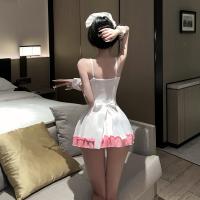Sexy Maid Costume for Small Bust Women - Open-Crotch Lingerie Set, Provocative Bedroom Outfit for Couples thumbnail