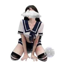 Sexy Maid Costume for Women - Plus Size Transparent Lingerie Set with Sheer Stockings & Tight Fit Role Play Outfit thumbnail