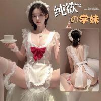 Sexy Maid Costume for Women - Pure & Tempting Lingerie Sleep Dress Set, Plus Size Erotic Uniform Outfit, One-Piece Drops thumbnail