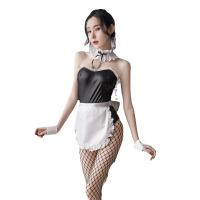Sexy Maid Costume for Women - PVC Leather Bunny Girl Outfit, Role Play Lingerie Set for Nightclub & Cosplay thumbnail