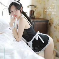 Sexy Maid Costume Set for Women – Seductive Lingerie Sleepwear Outfit with Apron & Headband thumbnail