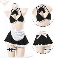 Sexy Maid Costume for Women - Seductive Lingerie Set with Sheer Mesh & Lace, Bedroom Role Play Outfit thumbnail