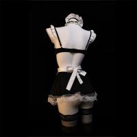 Sexy Maid Costume Set for Women - Steel-Boned Push-Up Lingerie Sleepwear with Removable Cups & Flirty Apron thumbnail