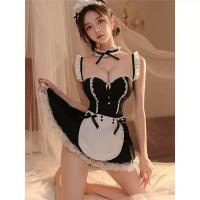Sexy Maid Costume Set for Women - Steel-Boned Push-Up Lingerie & Playful Cosplay Sleepwear Outfit thumbnail