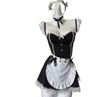 Sexy Maid Costume Set for Women - Steel-Boned Push-Up Lingerie & Playful Cosplay Sleepwear Outfit thumbnail