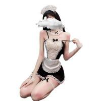 Sexy Maid Lingerie Set - Transparent Seductive Sleepwear for Women, Tempting Costume Outfit thumbnail