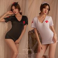 Sexy Nurse Costume Lingerie Set - Seductive Lace Open-Crotch Sleepwear for Passionate Nights thumbnail