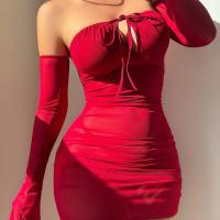 Sexy Off-Shoulder Backless Bodycon Dress with Ruffled Tie-Straps & Flared Sleeves thumbnail