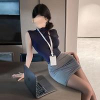 Sexy Office Secretary Costume Set - Seductive OL Uniform Dress with Sleeveless Sheath & No-Remove Design for Women thumbnail