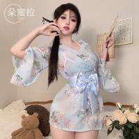 Sexy Plus Size Japanese Kimono Sleepwear Set - Flirty Lingerie Outfit for Bedroom Romance & Role Play thumbnail